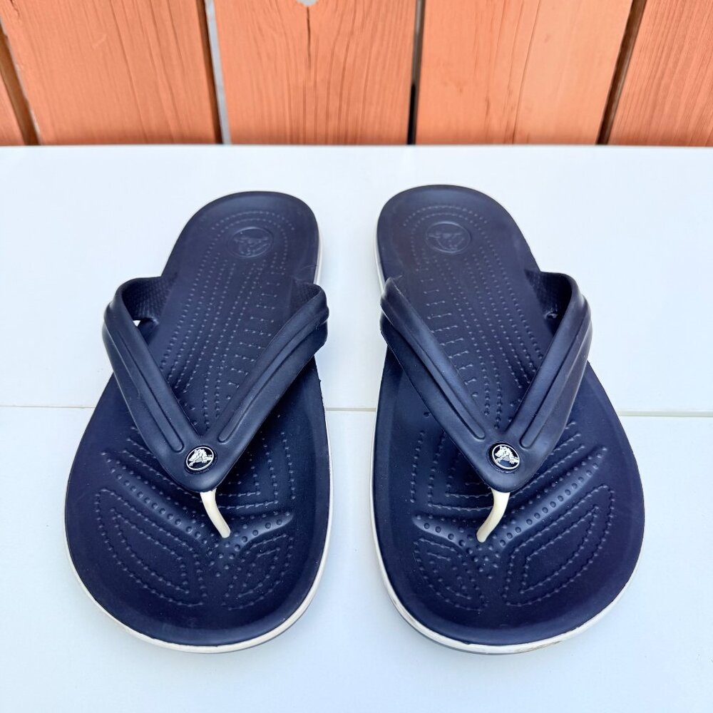 Crocs Mens & Womens Navy Blue Flip Flops Size M8/W10